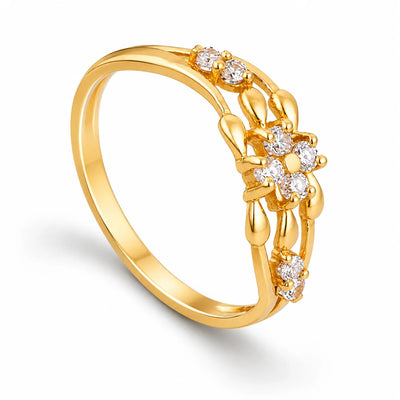 Elegant Floral Design Gold Ring for Women