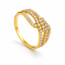 Gold-Tone Multi-Row Sparkling Stone Ring for Women