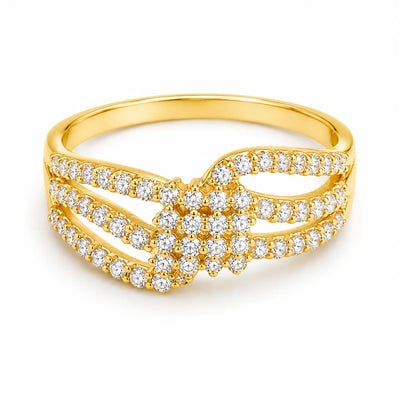 Gold-Tone Multi-Row Sparkling Stone Ring for Women