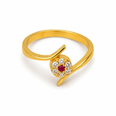 Gold-Plated Red & White Stone Ladies Ring