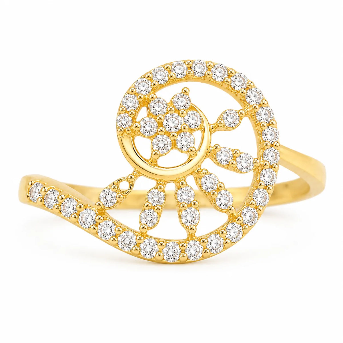 Floral White Stone Ladies Ring