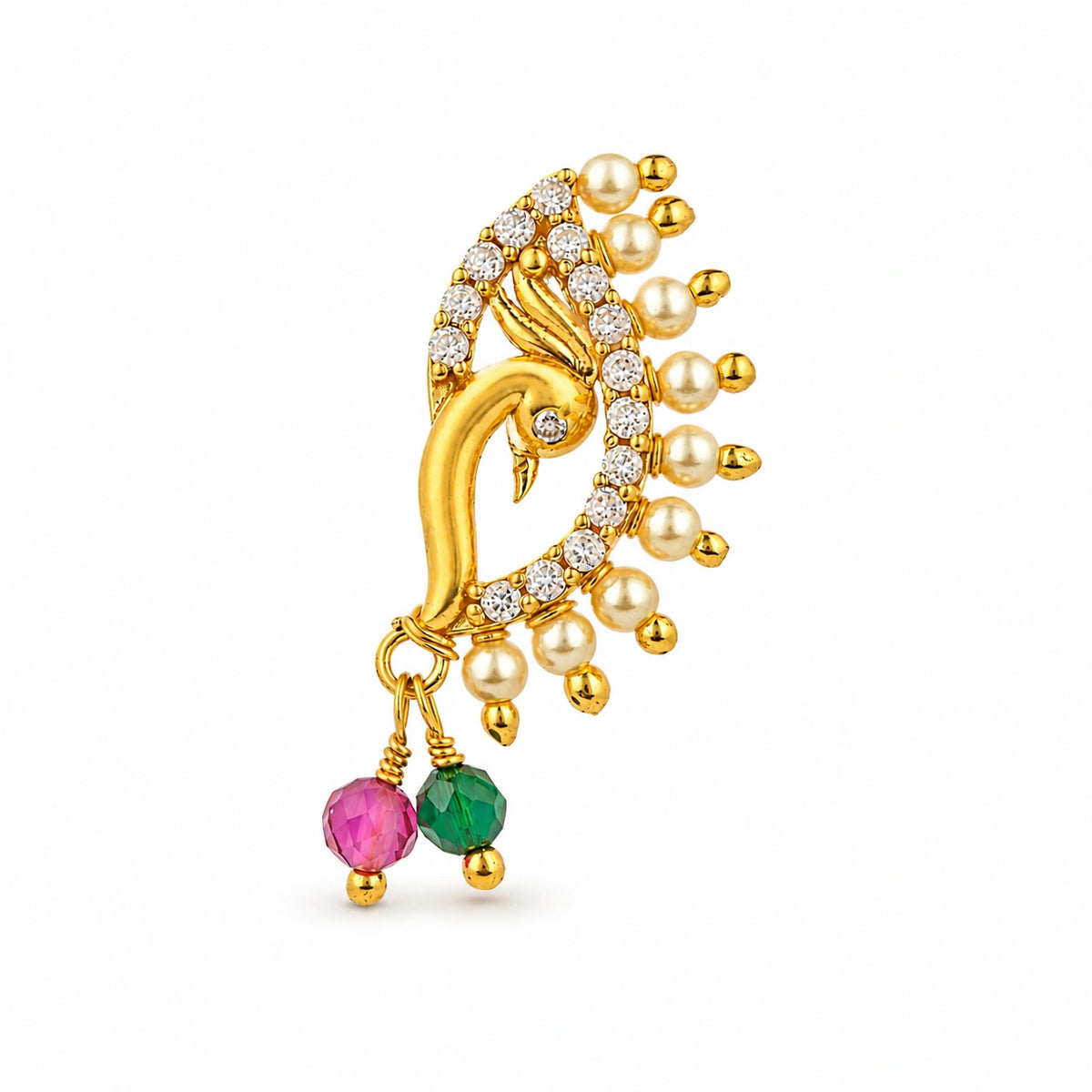 Marathi Nath Peacock Paisley Sweep Nose Ring