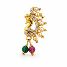 Marathi Nath Peacock Bead Drop Nose Ring