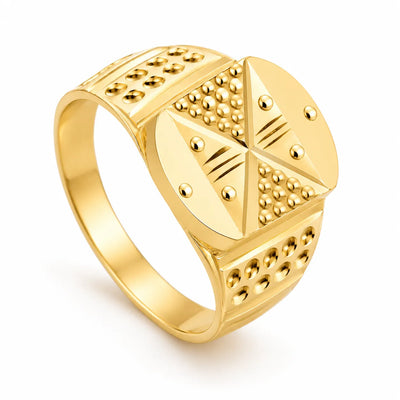 Premium Gold Finish Geometric Men's Ring