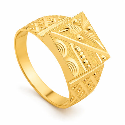 Textured Geometric Men's Ring