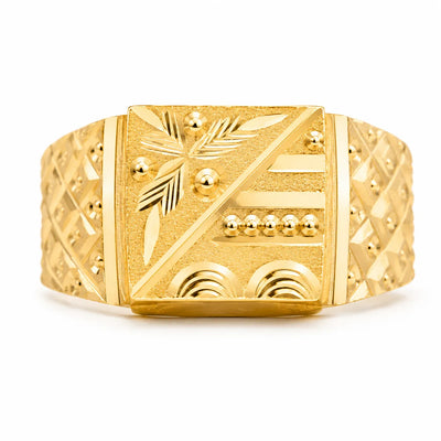 Textured Geometric Men's Ring