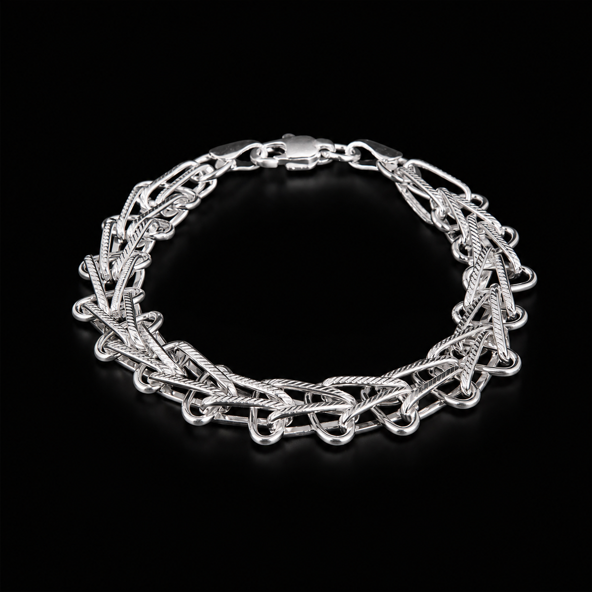 Men's Geometric Braided Silver Bracelet