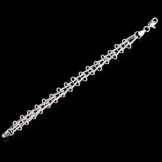 Men's Geometric Braided Silver Bracelet