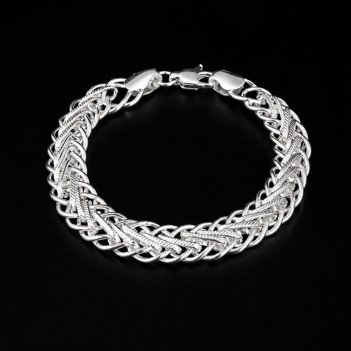 Men's Double-Weave Silver Bracelet