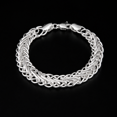 Men's Double-Weave Silver Bracelet