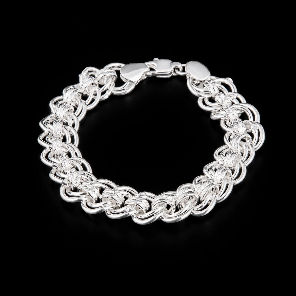 Men's Braided Silver Link Bracelet