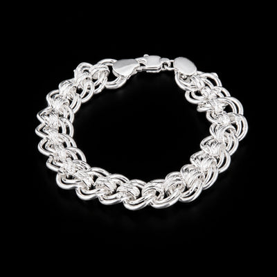 Men's Braided Silver Link Bracelet