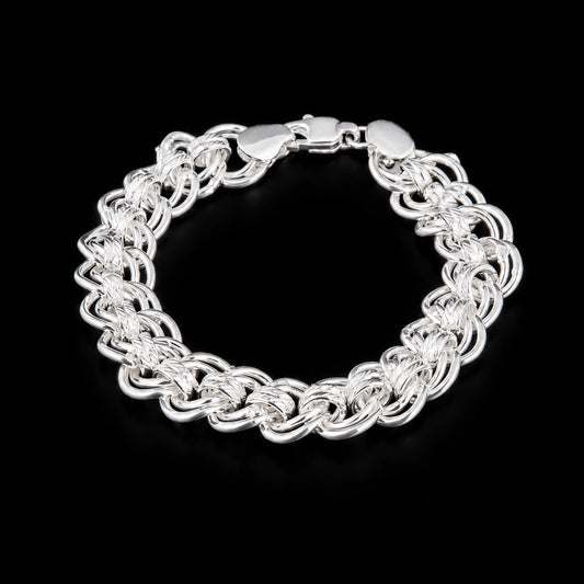 Men's Braided Silver Link Bracelet