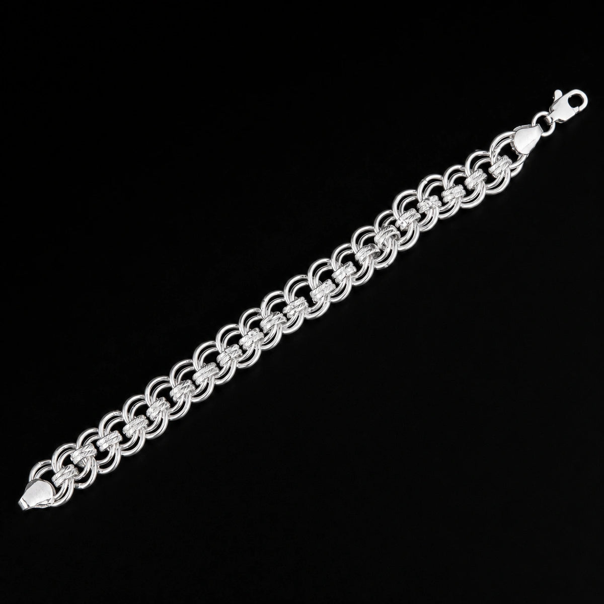 Men's Braided Silver Link Bracelet