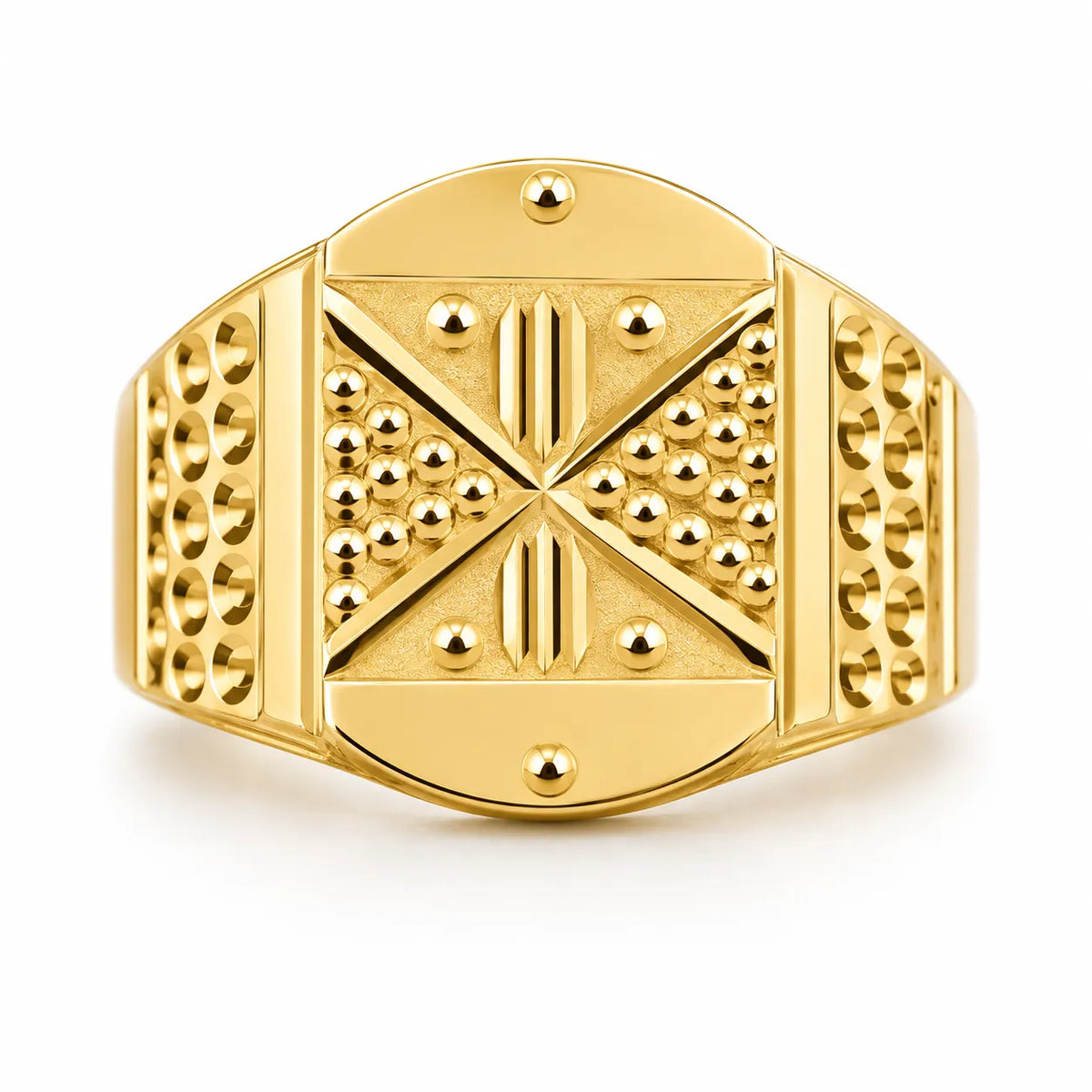 Premium Gold Finish Geometric Men's Ring