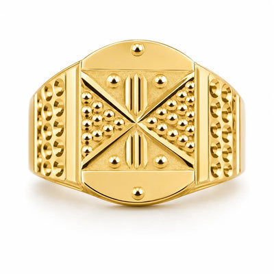 Premium Gold Finish Geometric Men's Ring
