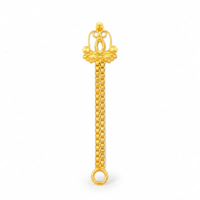 Compact Floral Crown Long-Drop Nose Pin