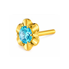 Blue Stone Floral Nose Pin