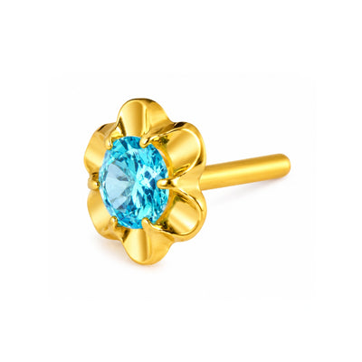 Blue Stone Floral Nose Pin
