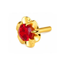 Classic Red Stone Floral Nose Pin