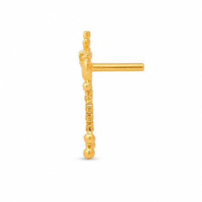 Intricate Floral Openwork Chain Nose Pin