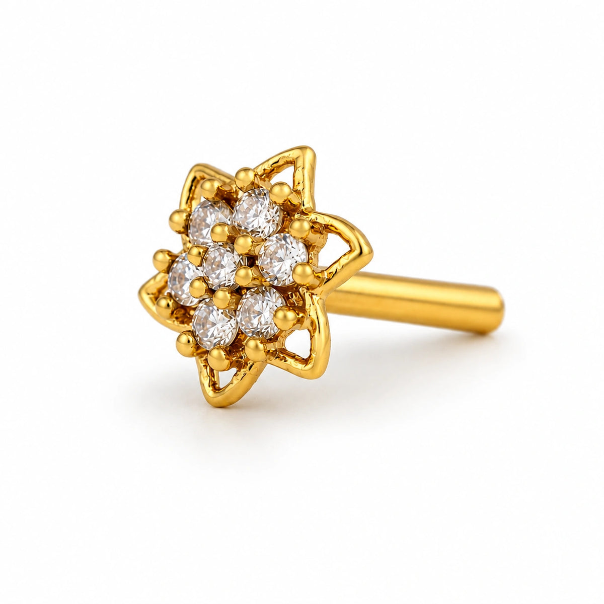 Star-Flower Clear Stone Nose Pin