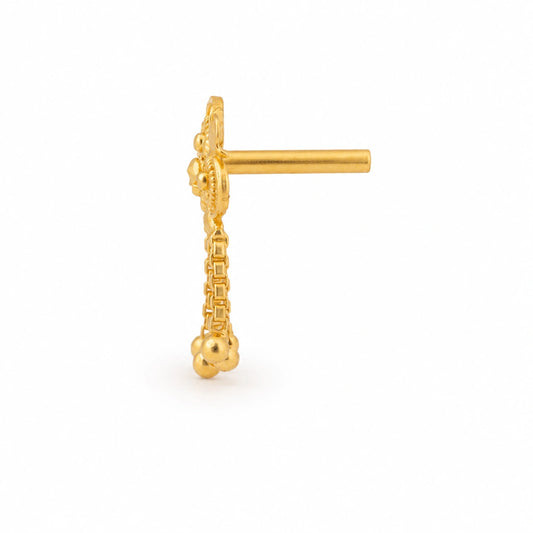 Ornate Floral Crown Multi-Chain Nose Pin