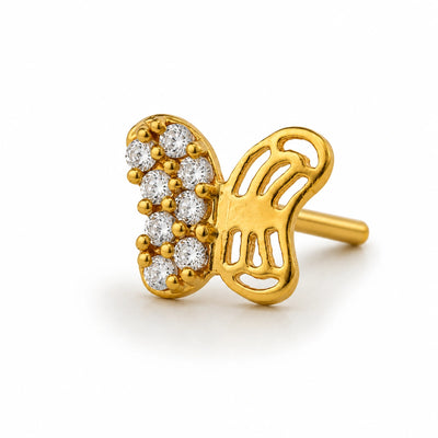 Butterfly Stone Openwork Nose Pin