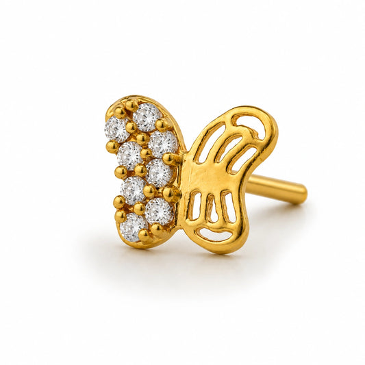 Butterfly Stone Openwork Nose Pin