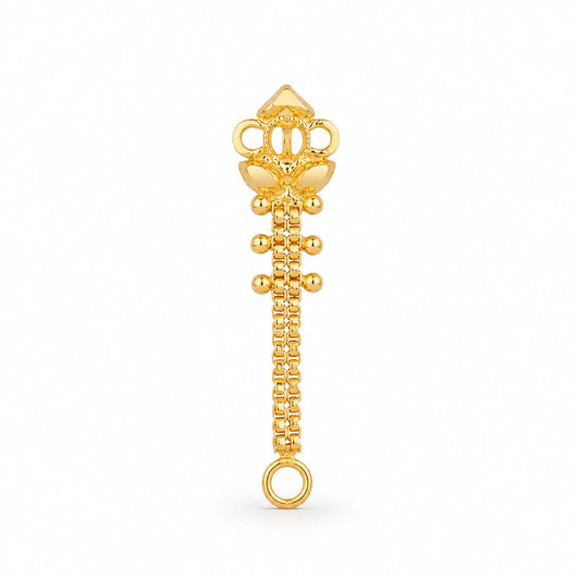 Ornate Floral Crown Chain Nose Pin
