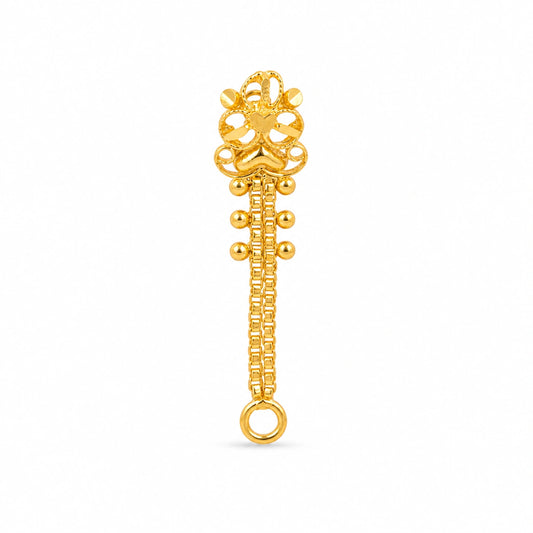 Elegant Floral Crown Long-Drop Nose Pin