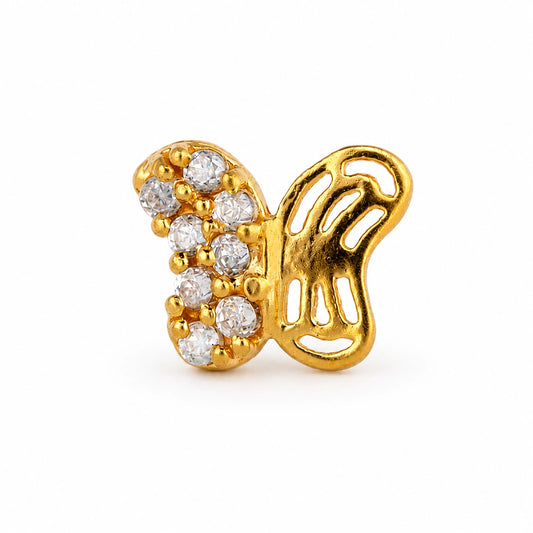 Butterfly Stone Openwork Nose Pin