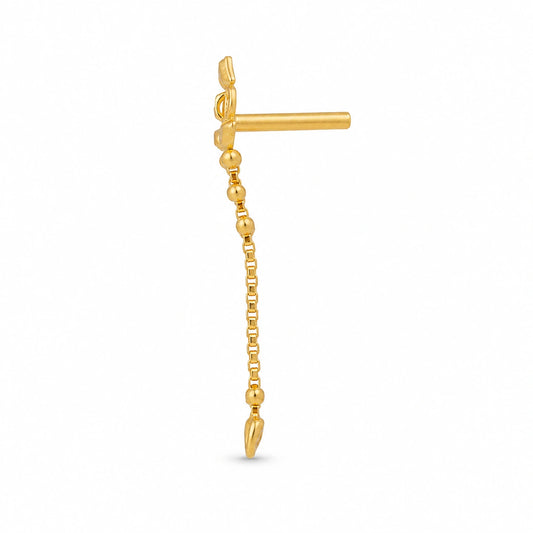Ornate Floral Crown Chain Nose Pin
