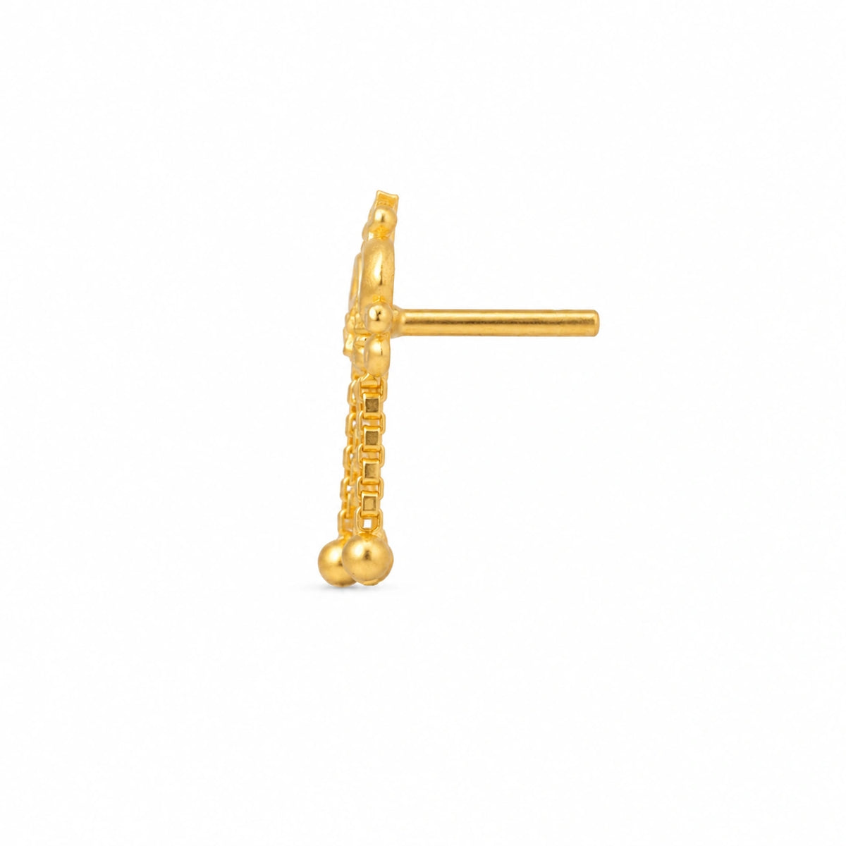 Floral Bead Loop Chain Nose Pin