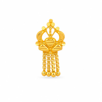 Heart-Motif Floral Long-Drop Nose Pin