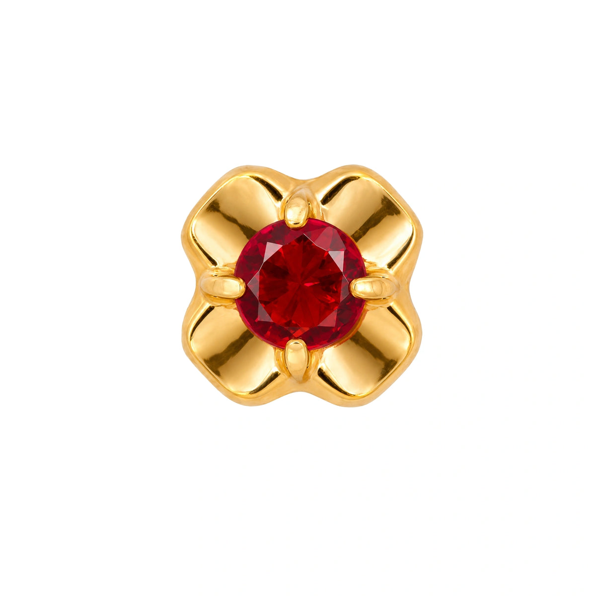 Compact Red Stone Floral Nose Pin