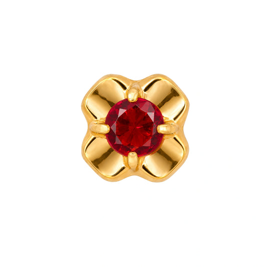 Compact Red Stone Floral Nose Pin