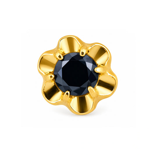 Black Stone Floral Nose Pin
