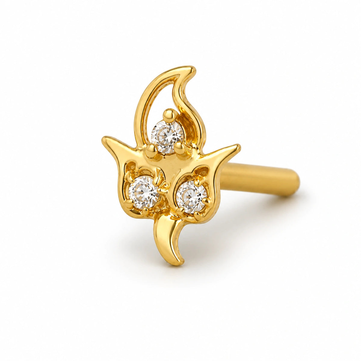 Stylized Floral Stone Drop Nose Pin