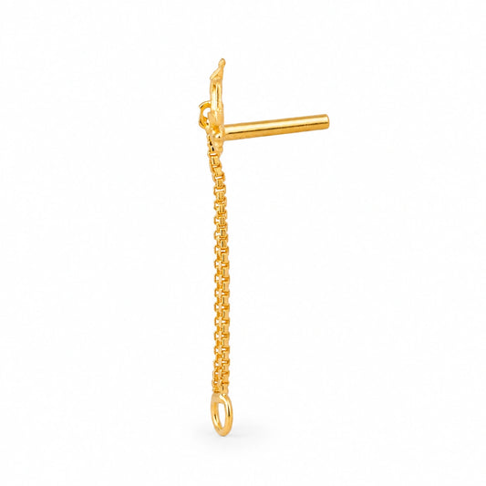Compact Floral Crown Long-Drop Nose Pin