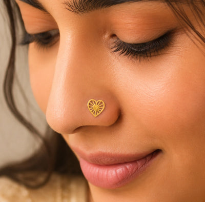 Heart-Inspired Floral Nose Pin