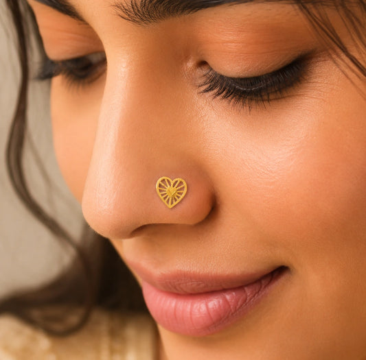 Heart-Inspired Floral Nose Pin