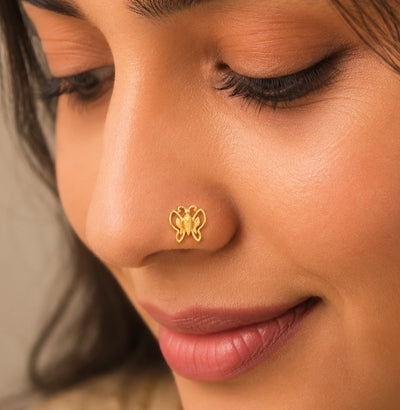 Butterfly Textured Wing Nose Pin