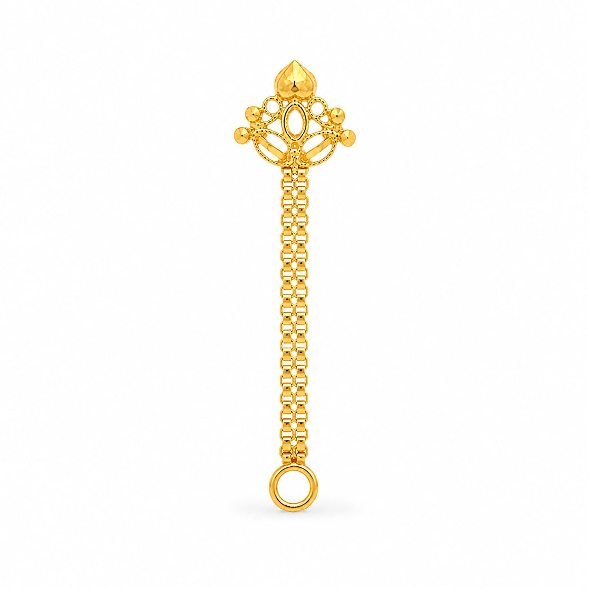 Layered Floral Long-Drop Nose Pin