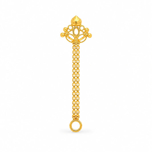 Layered Floral Long-Drop Nose Pin