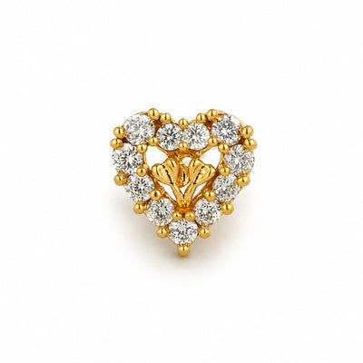 Heart-Shaped Clear Stone Floral Nose Pin