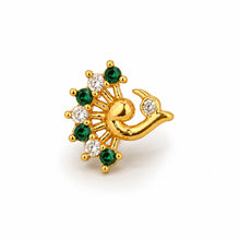 Peacock Green Stone Hook Nose Pin