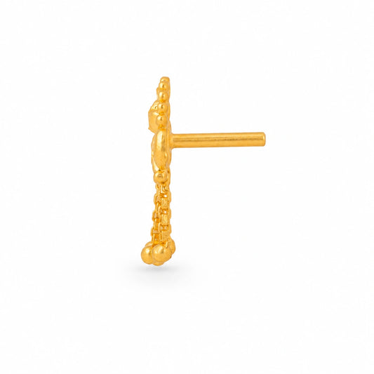 Floral Chain Sphere Drop Nose Pin