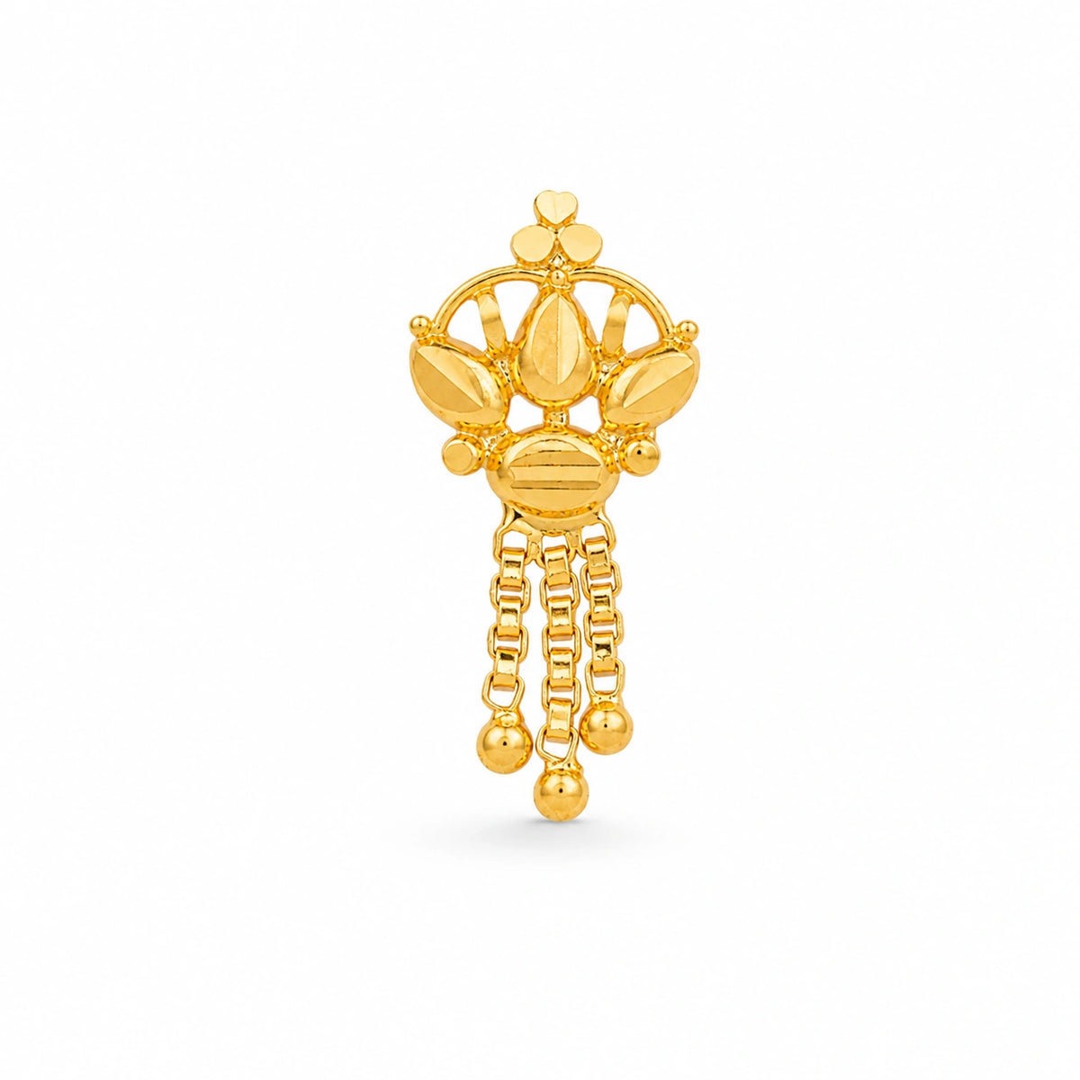 Floral Chain Sphere Drop Nose Pin