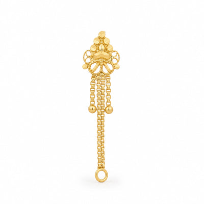 Detailed Floral Chain Loop Nose Pin